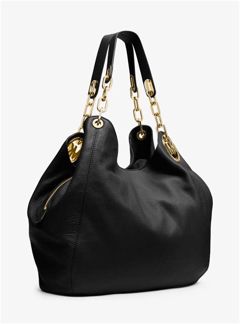 michael kors bag soft leather black|michael kors black shoulder handbags.